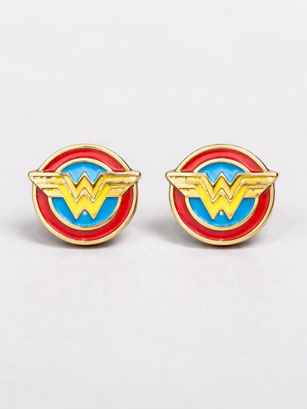 Wonder Woman Logo Stud Earrings - Red, Blue, Yellow